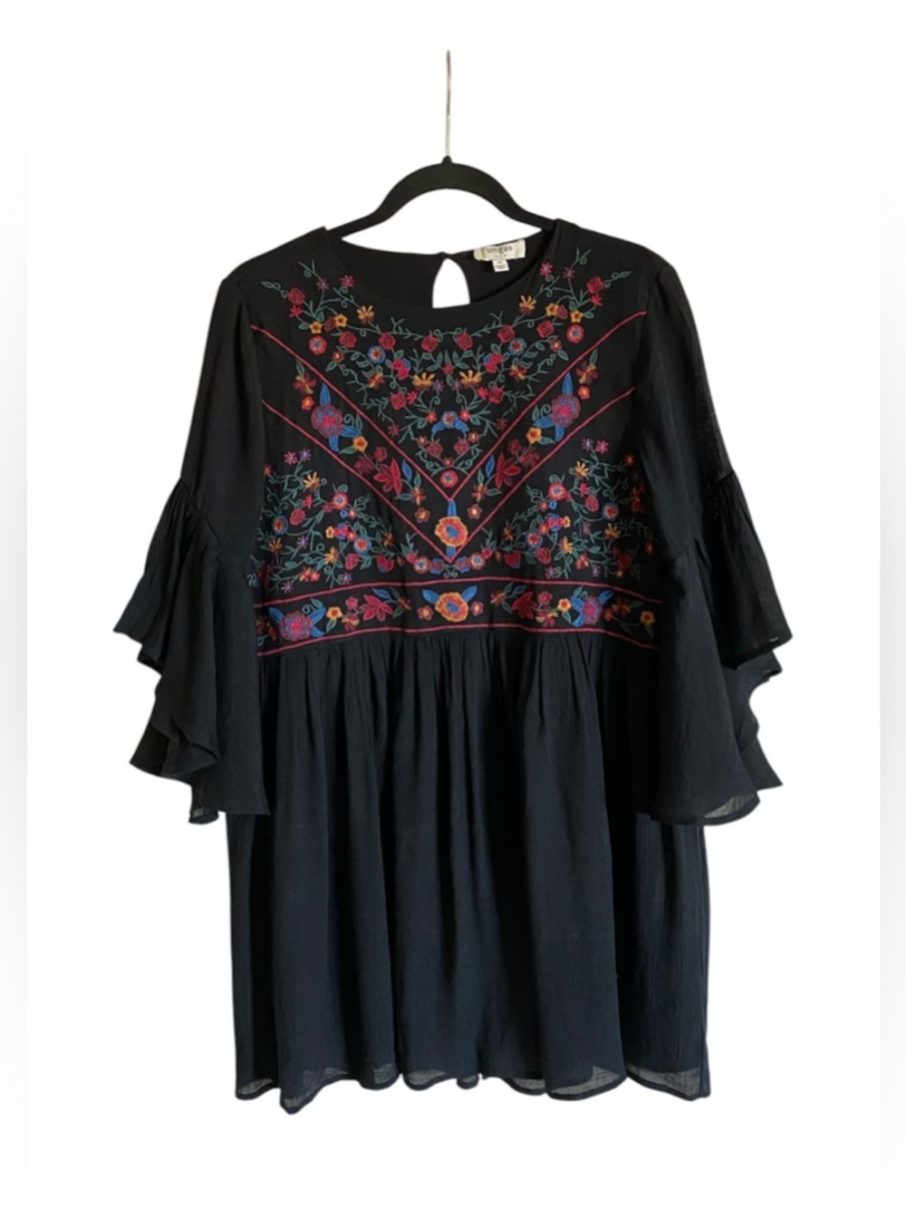 Women’s UMGEE Floral Embroidered Black Dress Size M